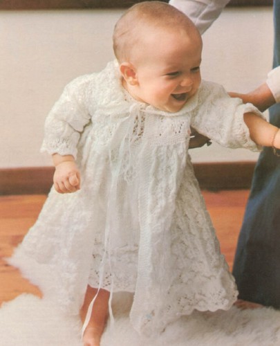 Strickanleitung Kopie 1998.   Baby Strickjacke Kleid & Mütze.  0-6 Monate  3ply