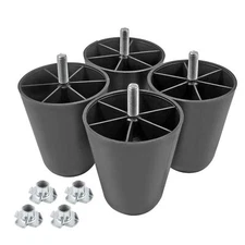 4Pcs Black Sofa Legs, 4 Inch Tapered Furniture Legs Plastic Couch Feet with M...