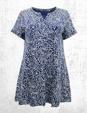 Ex Seasalt Women?s Short Sleeve Riso Top in Leaf Sketch Martime