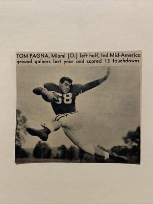 Tom Pagna Miami Ohio Redskins 1953 S&S Football Pictorial CO Panel RARE