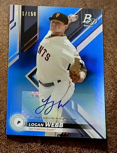 LOGAN WEBB 2019 BOWMAN PLATINUM BLUE 71/150  AUTO PROSPECT # 30 SF GIANTS