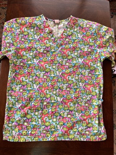Barco Scrub Top V Neck Frog Nurse 2 Front Pockets XS Medical Uniform Cute! - Picture 2 of 9