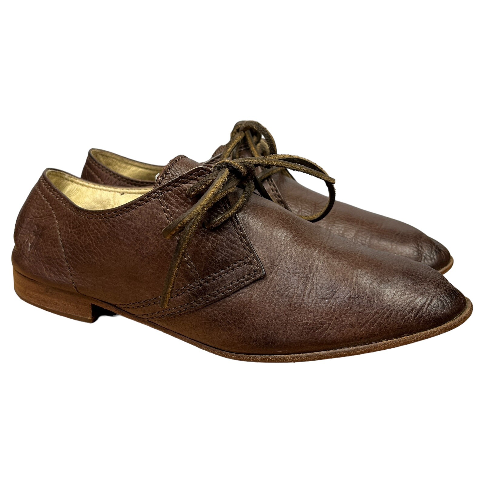 Frye Flats Womens 7 Lace Up Jillian Oxford Brown Leather Shoes Cottagecore Boho-image