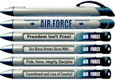 Greeting Pen "Air Force" Military Service Pens with Rotating Messages, 6 Pen Set