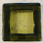 Glass Heavy Smokey Olive Green Square Ashtray Blenko Style 6 3/4” X 6 3/4”