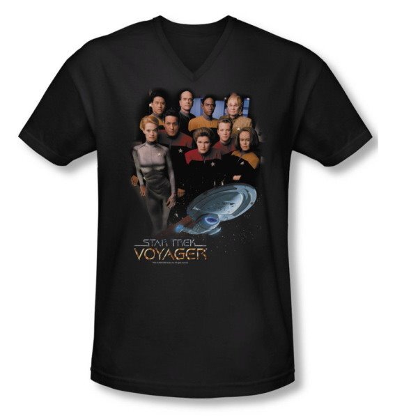 ALTRA T shirt nera Star Trek: Voyager 7th Season Crew & Ship NUOVA NON INDOSSATA