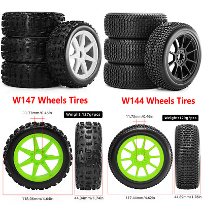 #ad 17mm Off Road Wheels Hub Rim Tires Tyre for 1 8 ARRMA Typhoon HSP BUGGY MP10 Car $46.19