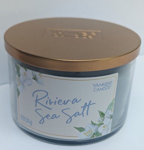 Yankee Candle Riviera Sea Salt 18 oz Jar Candle Light Blue Seafoam - Picture 1 of 10