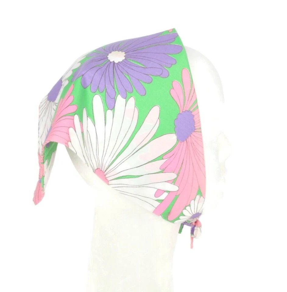 Pañuelo Floral Vintage Años 70 Mod Triángulo Cabeza Bufanda Bandana Rosa Púrpura Verde Foto 3 de 4