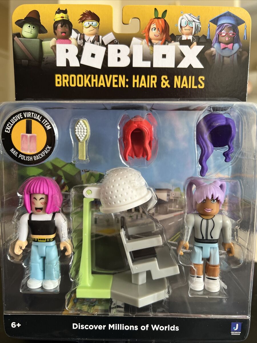 ROBLOX Celebrity Action Figure WOLFPAQ BROOKHAVEN HAIR & NAILS Polish  Playset