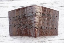 Brown Alligator Crocodile Print Leather MEN'S BIFOLD Wallet With ID flap X12