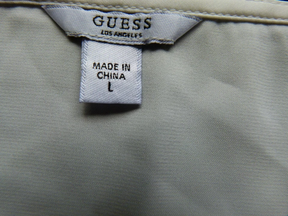 Blusa Guess Los Angeles Feminina Top Alça de Espaguete Renda Branca/Preta Tamanho G - Imagem 4 de 4