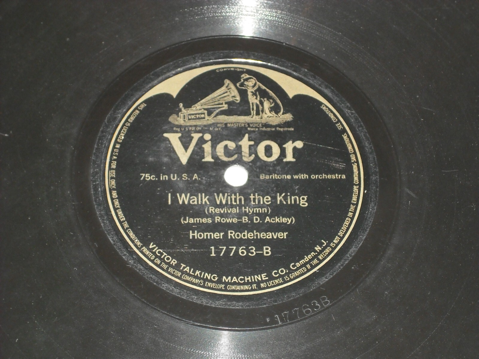 HOMER RODEHEAVER-Brighten The Corner (1916) VICTOR 10" Shellac Single