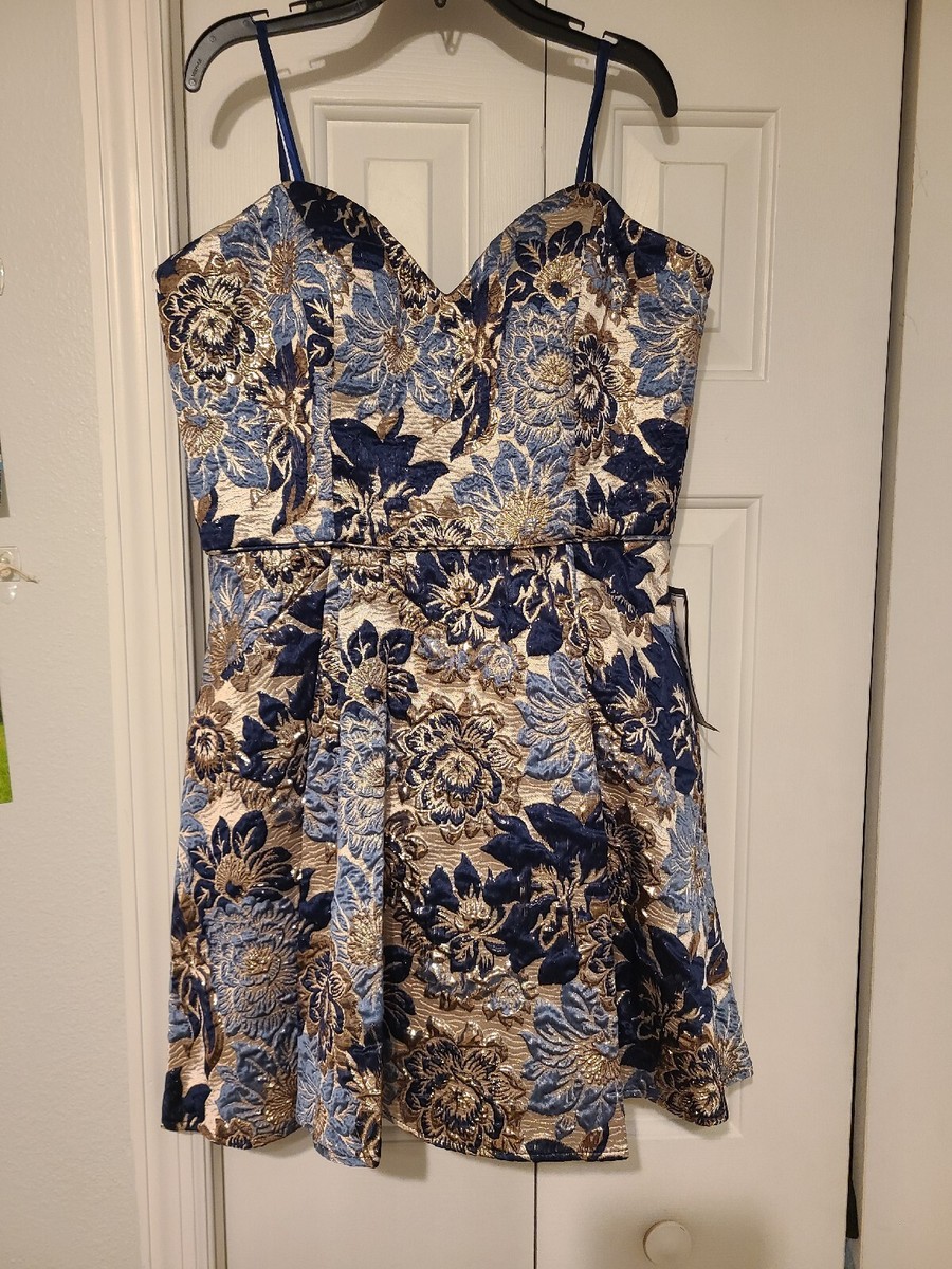 Navy Blue And Gold Homecoming Dress | eBay
