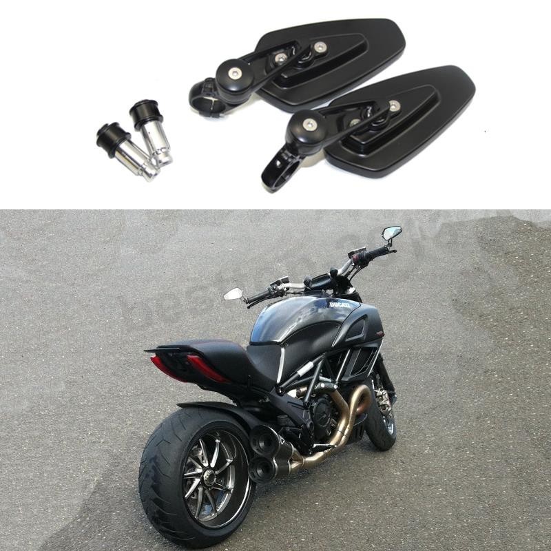 One Pair Black Motorcycle Handle Bar End Side Mirrors Custom For