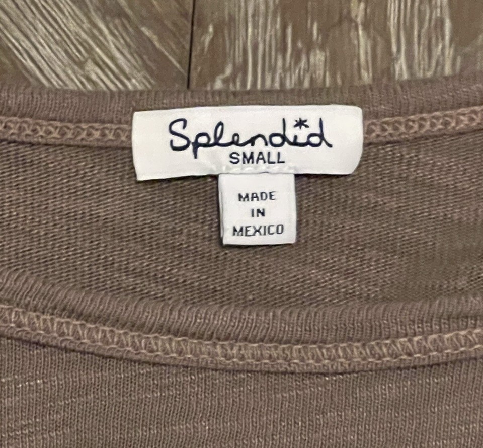 Splendid Zander Long Sleeve Cotton Slub Easy Crew Tee XS Mocha eBay