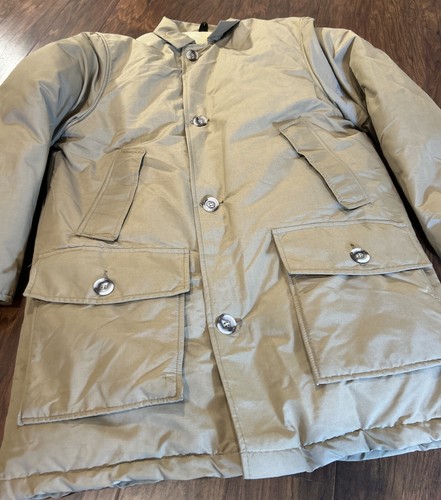 Vintage Woolrich Sz M Tan Goose Down Parka Jacket Coat - Picture 2 of 11
