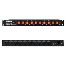 10 Outlet Horizontal 1U PDU Rack Mount Power Strip - Surge Protection,10 Indi...