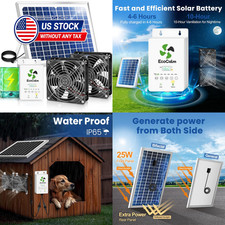Solar Exhaust Fan With Battery And Smart Thermostat Dual 5.5 Inch Greenhouse