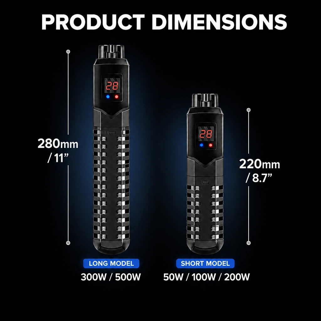 500W Aqua Fish Tank Thermosafe LCD Digital Submersible Aquarium Water Heater