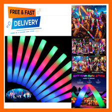 46 Piece Foam Glow Sticks with Colorful Flashing LED Lights Party Pack for