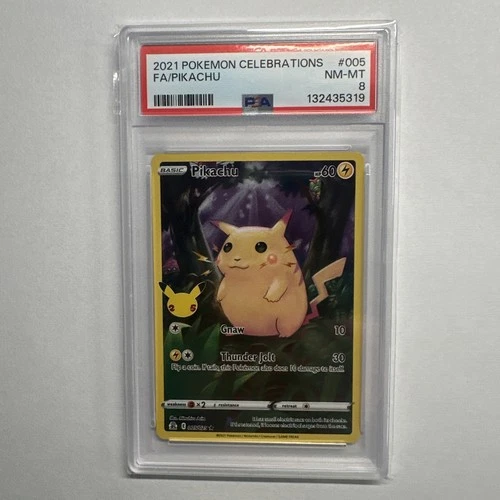2021 Pokemon Celebrations 005 Full Art Pikachu Holo PSA 8 NM Rare Card Fresh🔥🔥