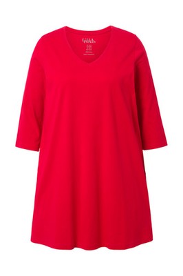 Ulla Popken Damen große Größen Longshirt A Linie V Ausschnitt 3 4 Arm 825989