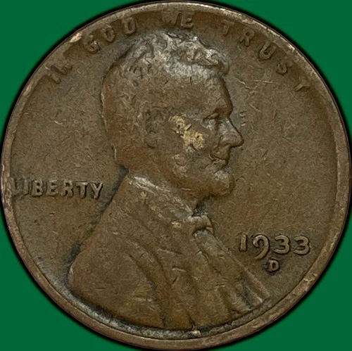 1933-D Lincoln Wheat Cent Very Fine VF Coin #34976