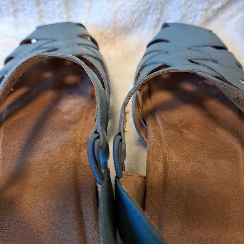 Earth Origins Berri Zapatos Planos Cuero Azul Punta Cerrada Marroquíes Boho Talla 10 W Foto 4 de 4