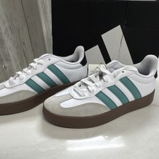 adidas Barreda JR1194 White Teal Brown Leather Suede Athletic Sneakers Men