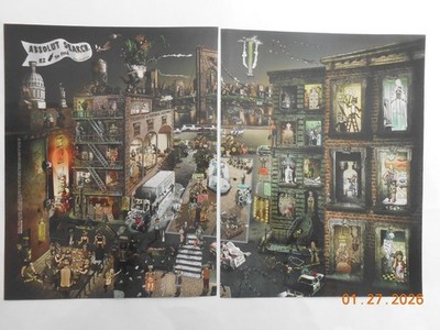 HTF Absolut Vodka 2PG AD search find 82 hidden Absolut Vodka bottles comic art