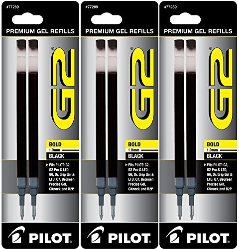 Pilot G2 Gel Tintenmine, 2er-Pack Kugelschreiber, fette Spitze, schwarze Tinte, 3er-Packung - Bild 1 von 1