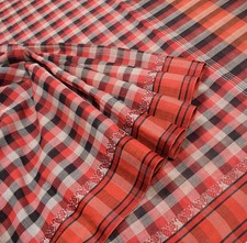 Sushila Vintage Pure Handloom Cotton Saree Multi-Color Checks Woven Sari Fabric
