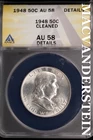 1948 Franklin Half Dollar-ANACS AU 58 Details Cleaned #SLM541
