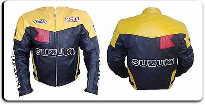 Men Suzuki Shoei Leather Jacket Motorcycle Motorbike Racing Biker Moto Jacket CE