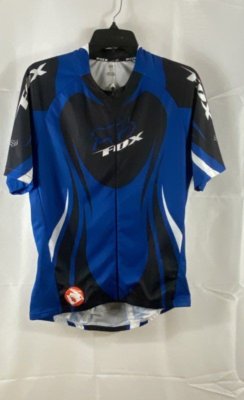 FOX Men's Race Short Sleeve Cycling Jersey Blue Black Full Zip Sz L NWT