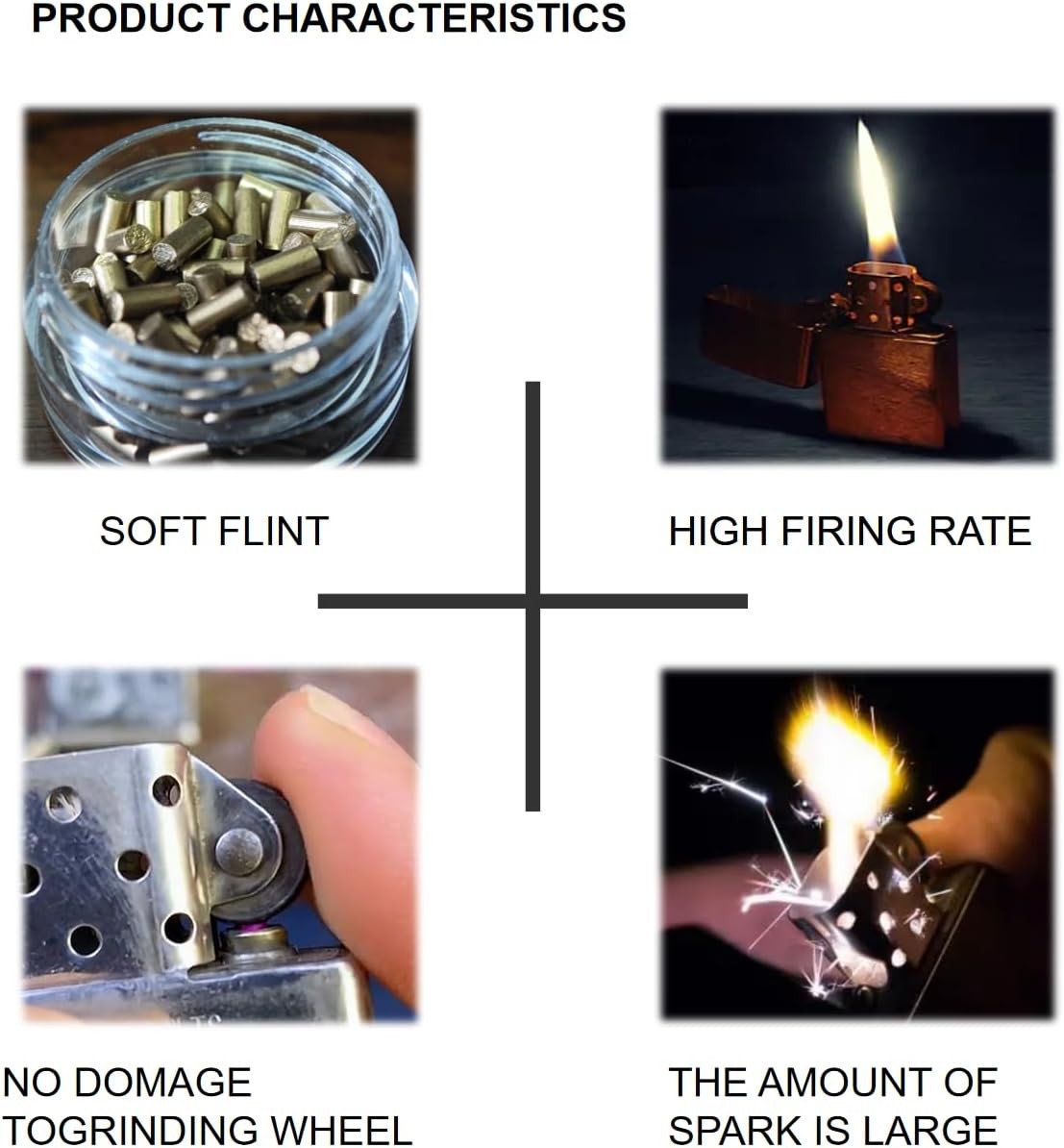 100Pcs Lighter Flints, Flint Replacement Refills, All - Purpose Refills Suitable