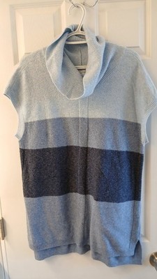 Croft & Barrow Sleeveless Turtleneck Sweater Size Large Blue Color Block Stripes