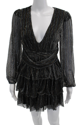 #ad #ad Aqua Women Mini Black V Neck Long Sleeve Dress Size XS $40.52