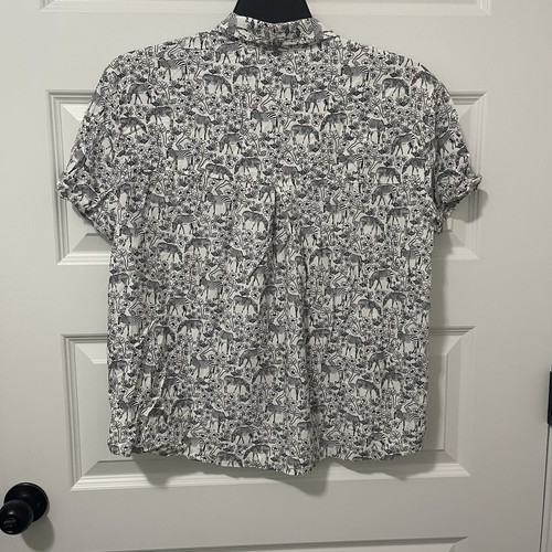 Jane & Delancey Women's Large Black White Zebra Novelty Print Button Down Top - Bild 3 von 6