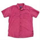 Patagonia Button Down Hemd Herren M rot Hanf Bio Baumwolle Print TOP