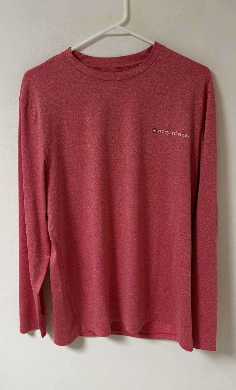 Vineyard Vines Mens Harbor Performance T Shirt Long Sleeve Coral Medium
