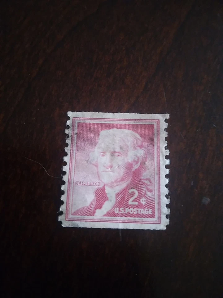 🔥  Thomas Jefferson 2 cent Antique Postage Stamp Red Used - Image 4 of 4