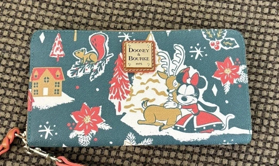 Зеленый рождественский большой бумажник Dooney Bourke модель Disney Mickey Minnie Mouse - Изображение 4 из 4