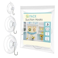 Suction Cup Hooks Heavy Duty, 10Pcs Set, Clear, Glass, Window, Bathroom