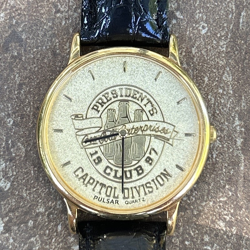 Vintage 1997 Coca Cola President's Club Capital Division Watch, Genuine Leather 