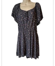 Chris & Carol Women's XL Gray Floral Rayon Sweatheart Neck Romper NWT