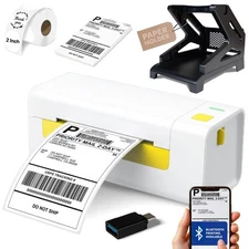 Bluetooth Thermal Shipping Label Printer for Small Business. Includes Paper H...