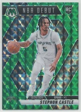 Stephon Castle 2024-25 Panini Mosaic NBA Debut Green Prizm RC Rookie #267 San