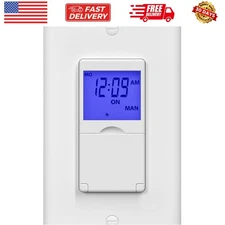 7 Day Programmable in-Wall Timer Switch for Lights, Digital Light Switch Time...